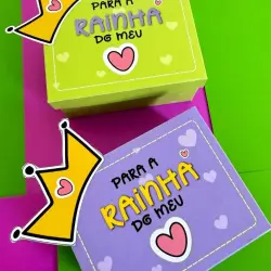 Caixinha de presente com mensagem para o Dia das Mães e coroa de rainha.