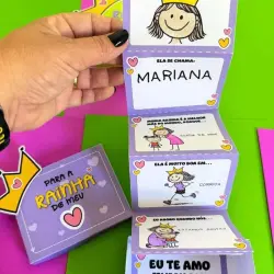 Caixinha com mensagens de amor para o Dia das Mães, tema rainha e filha.
