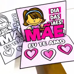 Cartão 3D com mensagem de amor para o Dia das Mães.