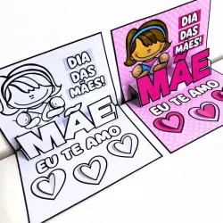 Cartão 3D colorido para o Dia das Mães com mensagem de amor.