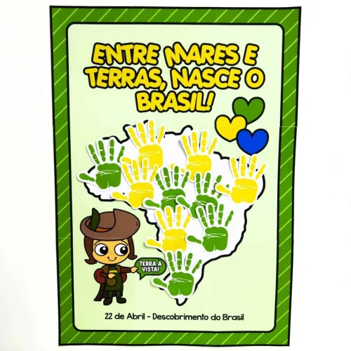 Cartaz com mãos coloridas formando o mapa do Brasil e mensagem educativa.