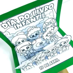 Ilustração de personagens infantis comemorando o Dia do Livro Infantil.