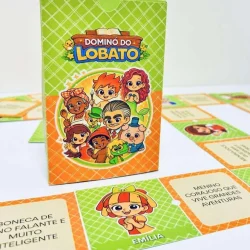 Jogo Dominó do Lobato com personagens coloridos e educativas.