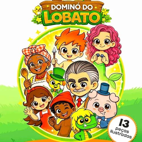 Imagem de crianças brincando com dominó do Lobato, jogo educativo para crianças.