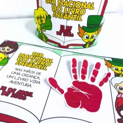 Livro infantil comemorativo do Dia Nacional do Livro Infantil 2024 com personagens coloridos.