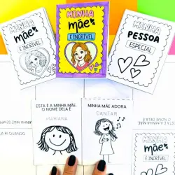 Cartazes e desenhos comemorativos do Dia das Mães para atividades escolares.