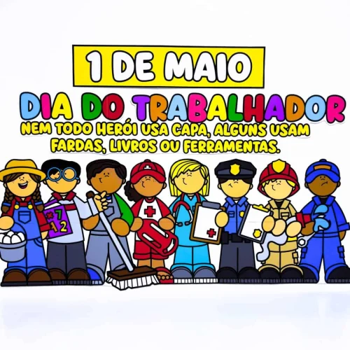 Ilustração de trabalhadores de diferentes profissões para o Dia do Trabalhador.