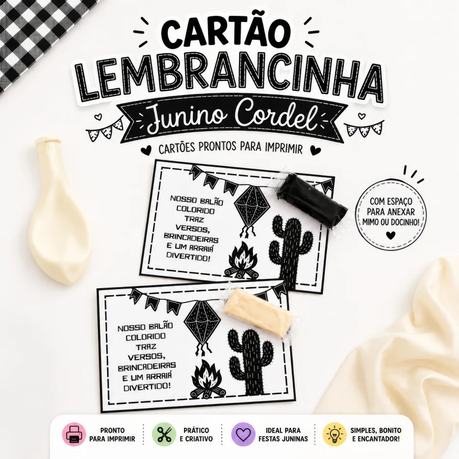 Cartão Lembrancinha Junino Cordel - Estilo Cordel