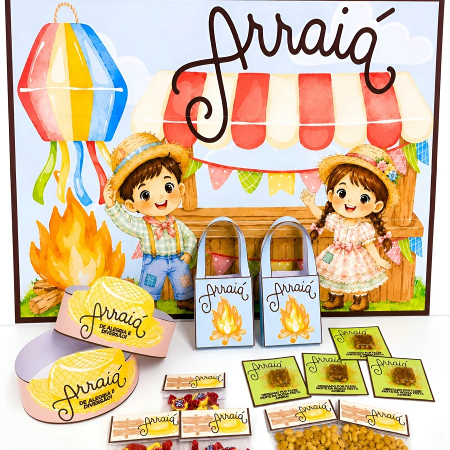Kit Painel e Lembrancinhas Arraiá - Festa Junina