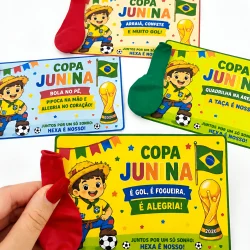 Cartão Lembrancinha Copa Junina - Copa do Mundo