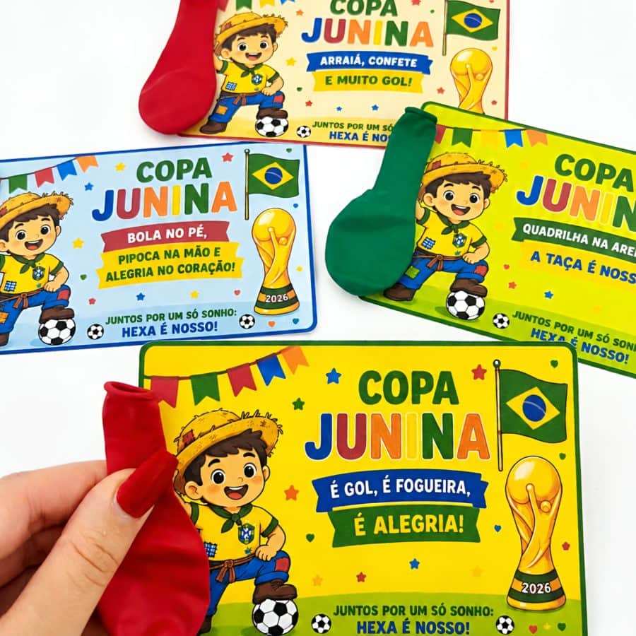 Cartão Lembrancinha Copa Junina - Copa do Mundo