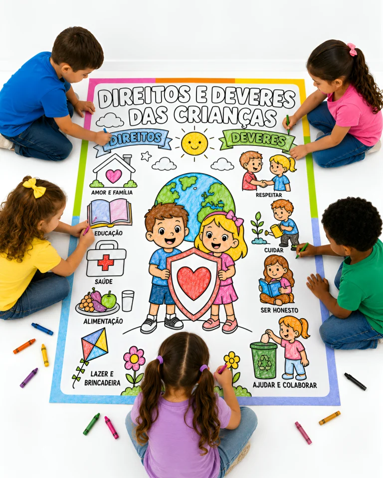 Cartaz Colaborativo para Colorir Direitos e Deveres das Crianças — foto 3