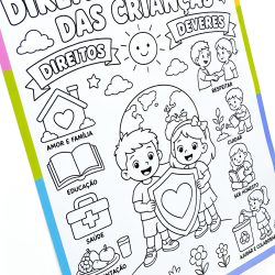Cartaz Colaborativo para Colorir - Direitos e Deveres das Crianças - Cidadania e Valores