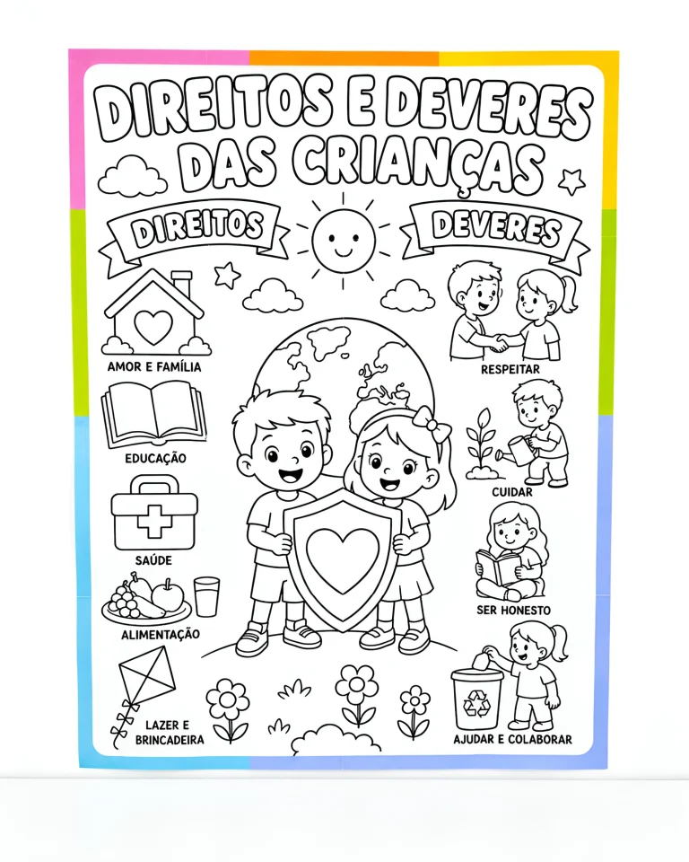 Cartaz Colaborativo para Colorir Direitos e Deveres das Crianças — foto 4