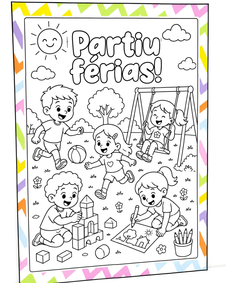 Cartaz Colaborativo para Colorir Partiu Férias — foto 4