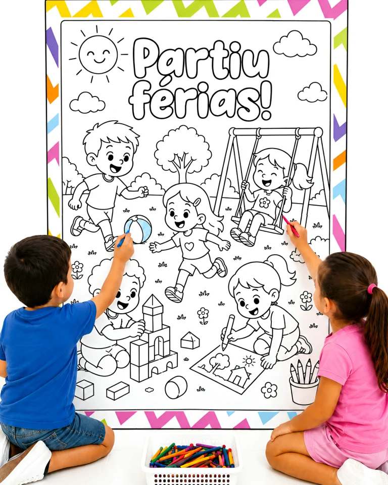 Cartaz Colaborativo para Colorir Partiu Férias — foto 2