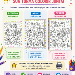 Cartaz Colaborativo para Colorir Partiu Férias - Férias