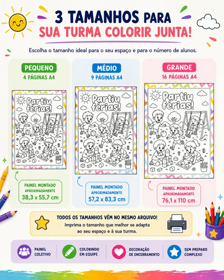 Cartaz Colaborativo para Colorir Partiu Férias — foto 3