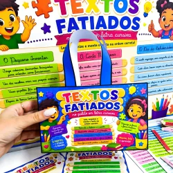 Textos Fatiados no Palito Letra Cursiva - Alfabetização
