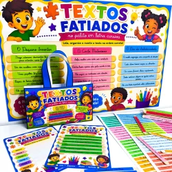 Textos Fatiados no Palito Letra Cursiva - Alfabetização