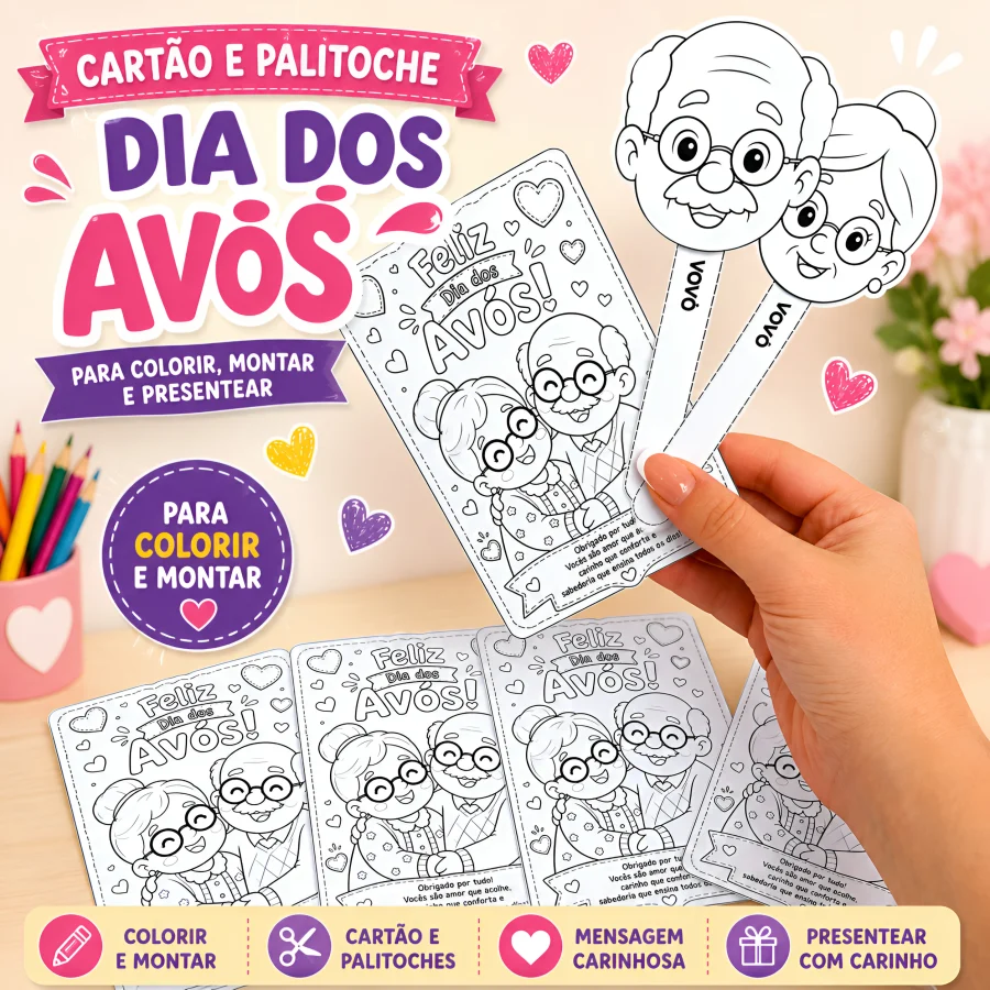 Cartão e Palitoche Dia dos Avós - Dia dos Avós