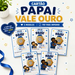 Cartão para o Dia dos Pais com tema de ouro e mensagem de amor.