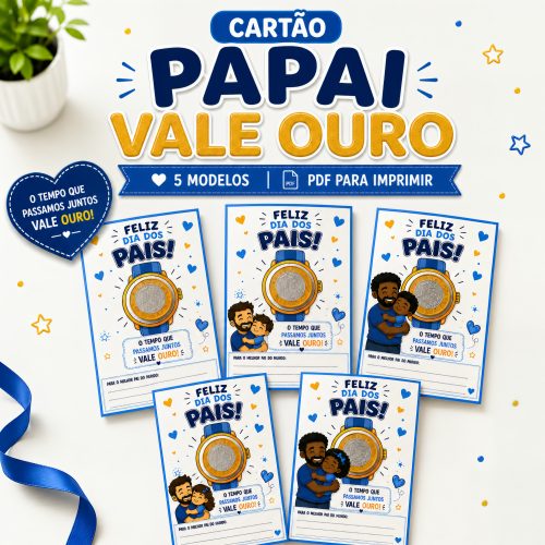 Cartão para o Dia dos Pais com tema de ouro e mensagem de amor.