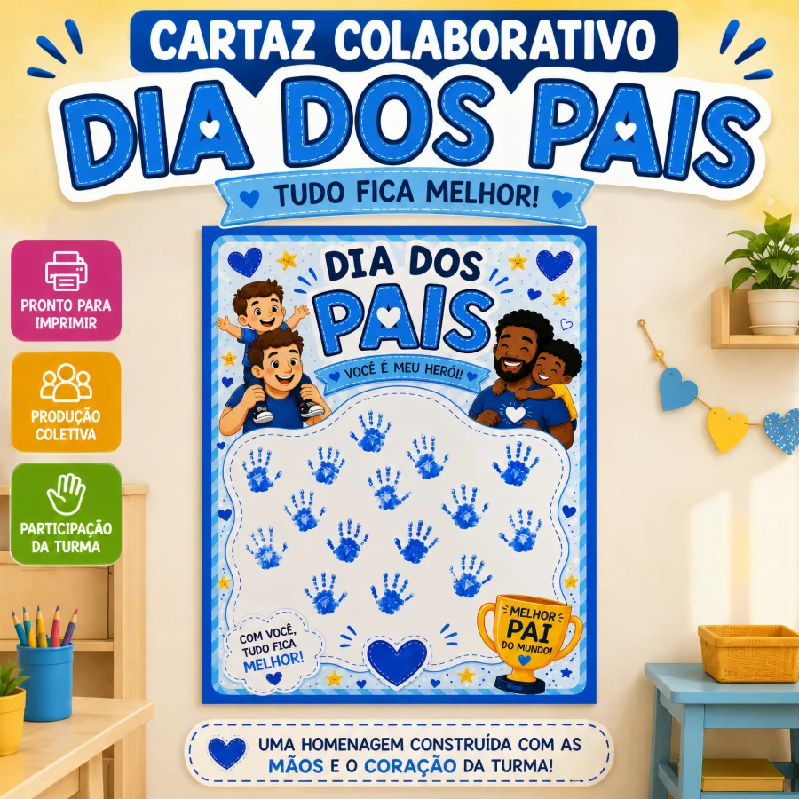 Cartaz Colaborativo - Tudo fica Melhor - Dia dos Pais