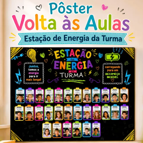 Pôster Volta às Aulas - Estação de Energia da Turma - Volta às Aulas