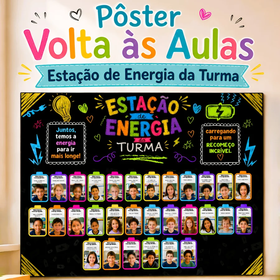 Pôster Volta às Aulas - Estação de Energia da Turma - Volta às Aulas
