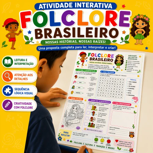 Atividade interativa do folclore brasileiro para crianças e professores.