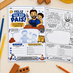 Atividade de colorir e aprender sobre o Dia dos Pais para crianças.