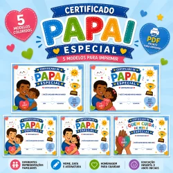 Certificado de homenagem para papais especiais e cuidadores.
