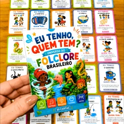 Jogo de cartas com temas do folclore brasileiro para crianças.
