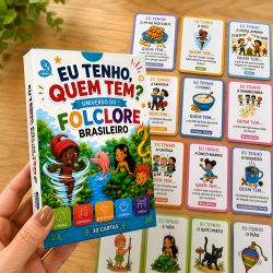 Jogo de cartas com temas do folclore brasileiro para crianças.