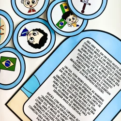 Luva com símbolos da independência do Brasil e personagens históricos.