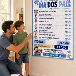 Painel comemorativo do Dia dos Pais com atividades para crianças.