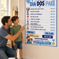 Painel comemorativo do Dia dos Pais com atividades para crianças.