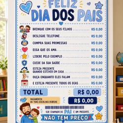 Quadro de atividades para o Dia dos Pais com dicas para crianças.
