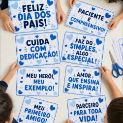 Plaquinhas de Dia dos Pais com mensagens especiais para crianças.