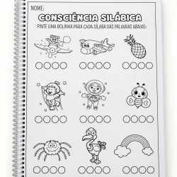 Atividades de consciência silábica com desenhos para crianças.