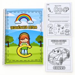 Atividade de palavras com desenhos para crianças aprenderem.