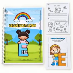 Atividade de alfabetização com palavras abertas e desenhos para crianças.