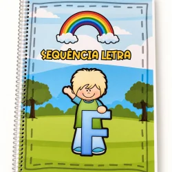 Página de atividade para aprender a letra F com desenhos e exercícios.