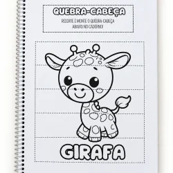 Quebra-cabeça de girafa para alfabetização, atividade educativa para crianças.