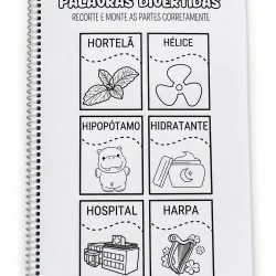 Palavras divertidas para alfabetização com imagens ilustrativas.