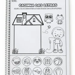 Atividades de alfabetização com figuras e letras para crianças.