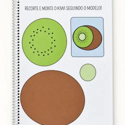 Recorte e montagem do kiwi seguindo o modelo para alfabetização.