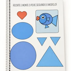 Atividade de recorte e montagem de peixe para crianças.