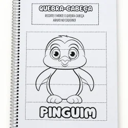 Atividade de quebra-cabeça com pinguim para alfabetização.